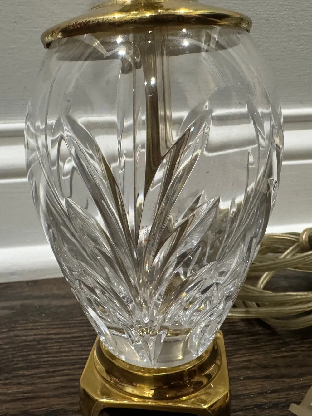 Vintage Reed & Barton Brass Color & Crystal Lamp